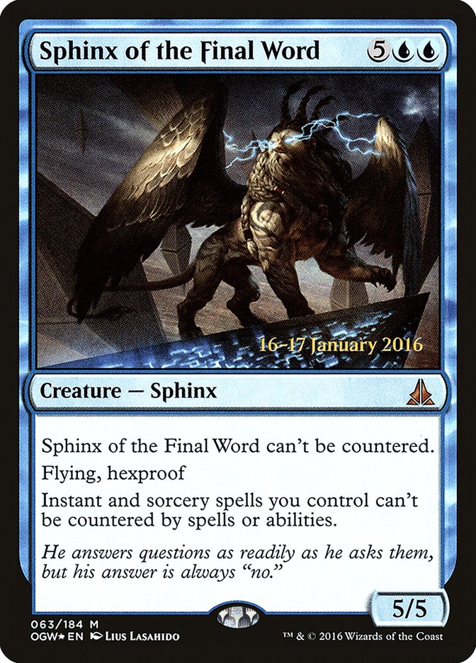 Sphinx of the Final Word [Oath of the Gatewatch Prerelease Promos] | Galaxy Games LLC