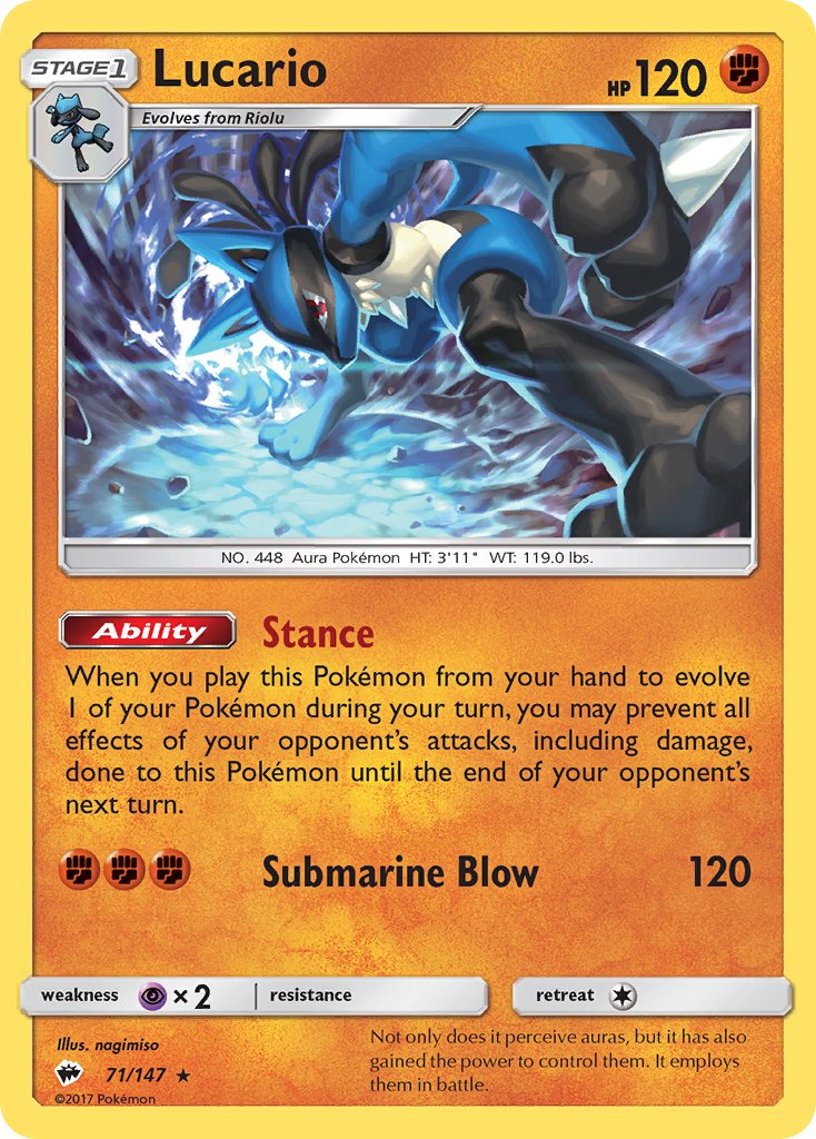 Lucario (71/147) (Theme Deck Exclusive) [Sun & Moon: Burning Shadows] | Galaxy Games LLC