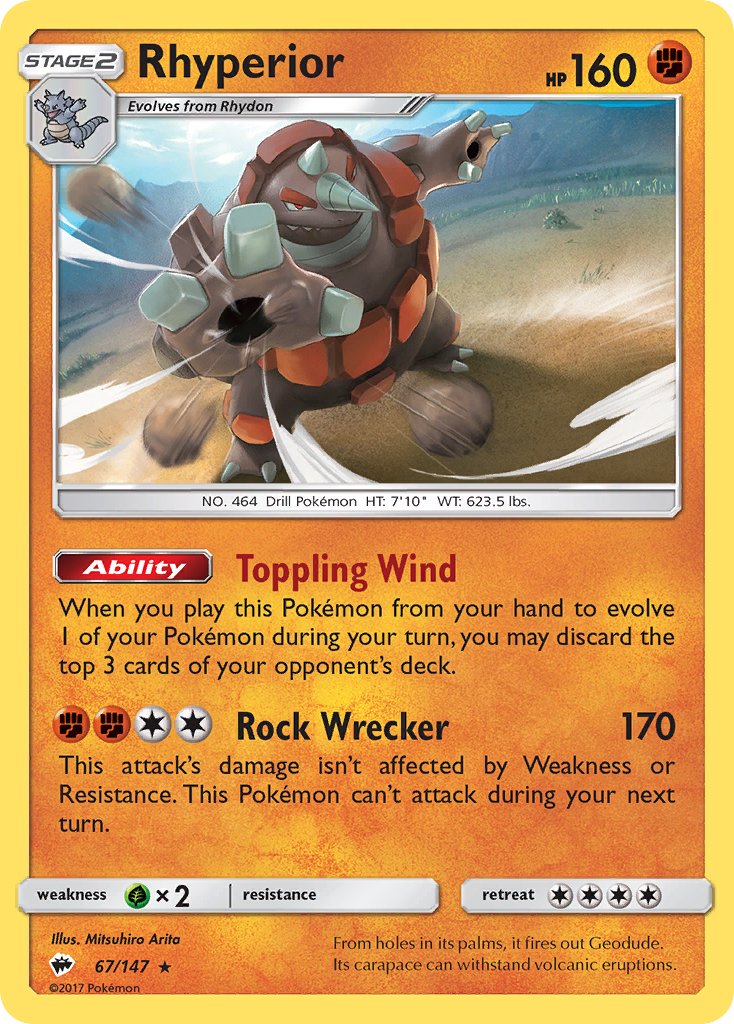 Rhyperior (67/147) (Theme Deck Exclusive) [Sun & Moon: Burning Shadows] | Galaxy Games LLC