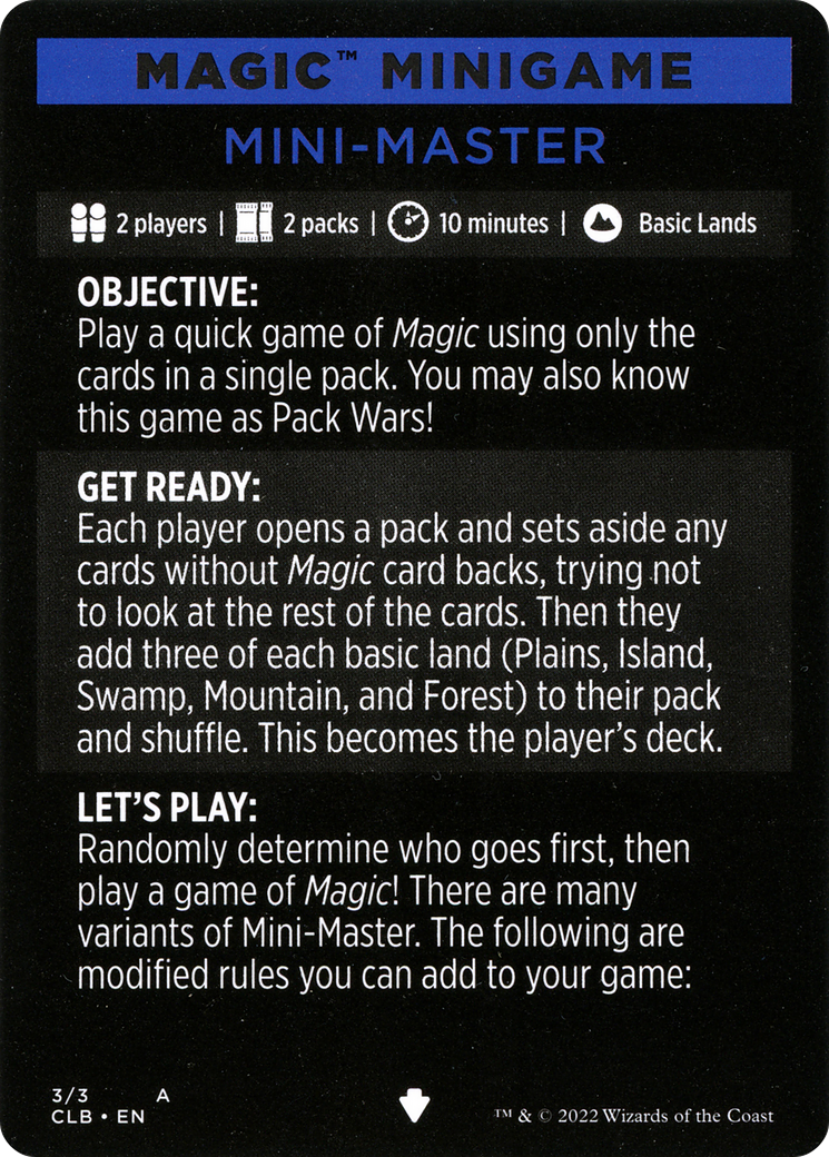 Mini-Master (Magic Minigame) [Commander Legends: Battle for Baldur's Gate Minigame] | Galaxy Games LLC