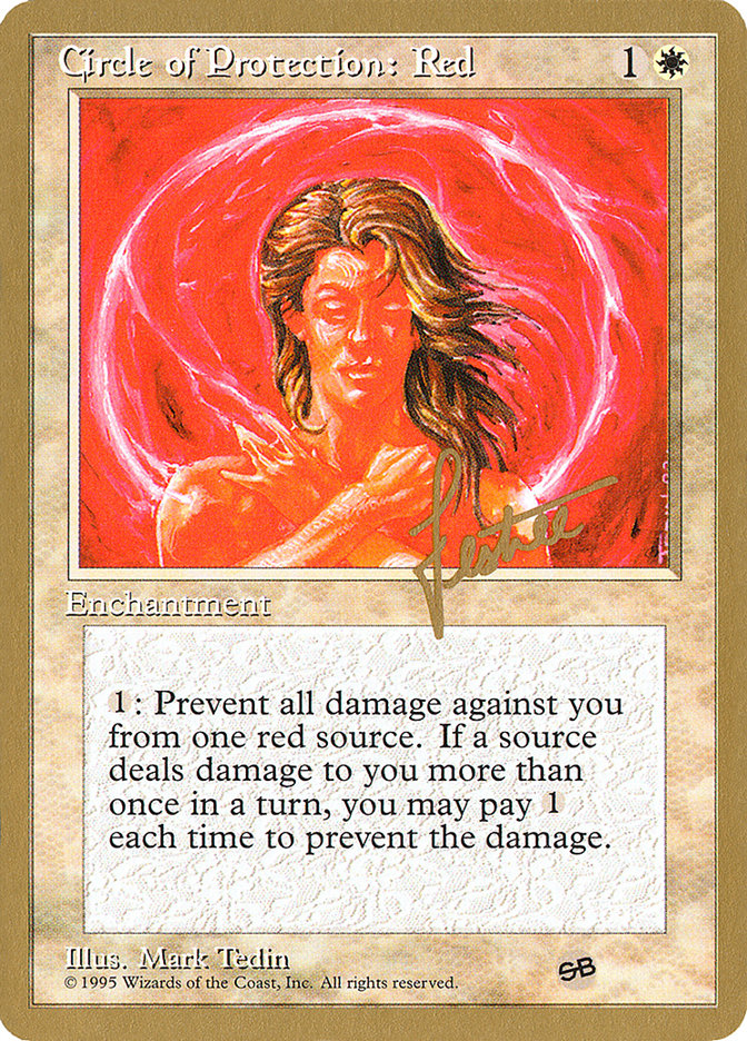 Circle of Protection: Red (Bertrand Lestree) (SB) (4ED) [Pro Tour Collector Set] | Galaxy Games LLC