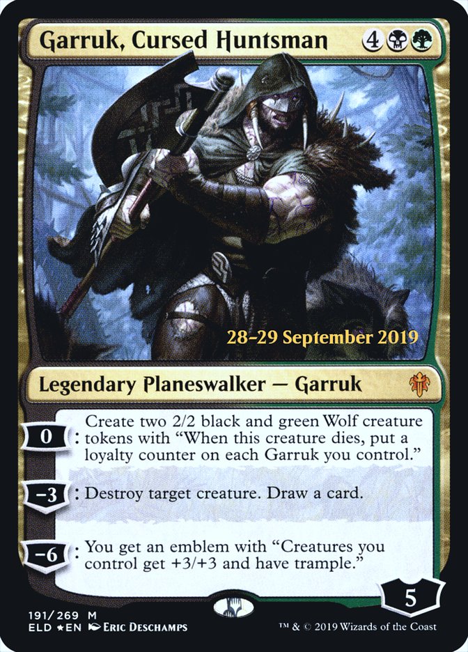 Garruk, Cursed Huntsman [Throne of Eldraine Prerelease Promos] | Galaxy Games LLC