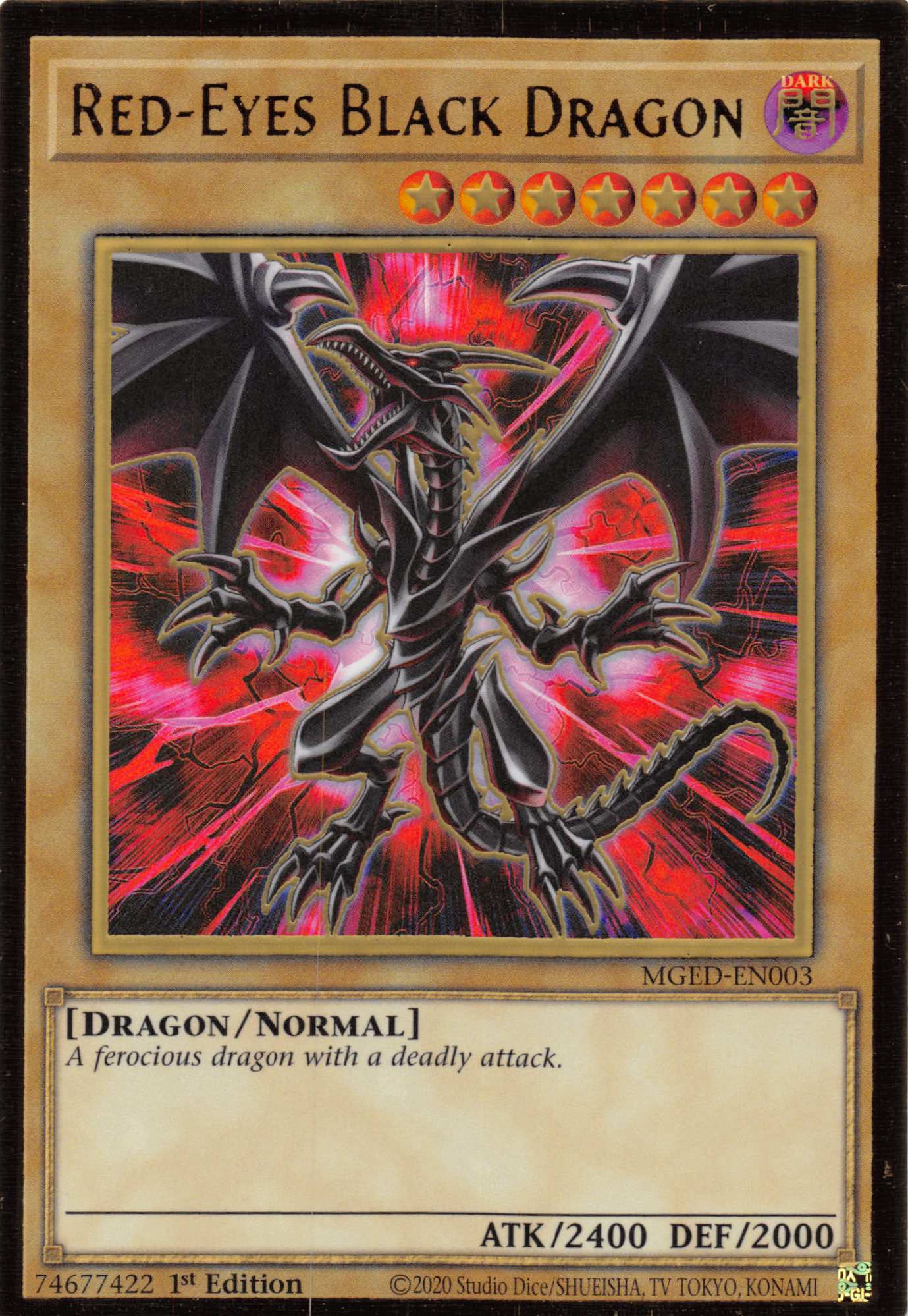 Red-Eyes Black Dragon (Alternate Art) [MGED-EN003] Gold Rare | Galaxy Games LLC
