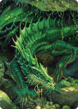 Lurking Green Dragon Art Card (Gold-Stamped Signature) [Commander Legends: Battle for Baldur's Gate Art Series] | Galaxy Games LLC