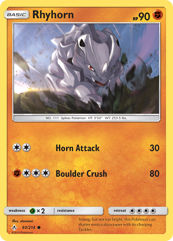 Rhyhorn (93/214) [Sun & Moon: Unbroken Bonds] | Galaxy Games LLC