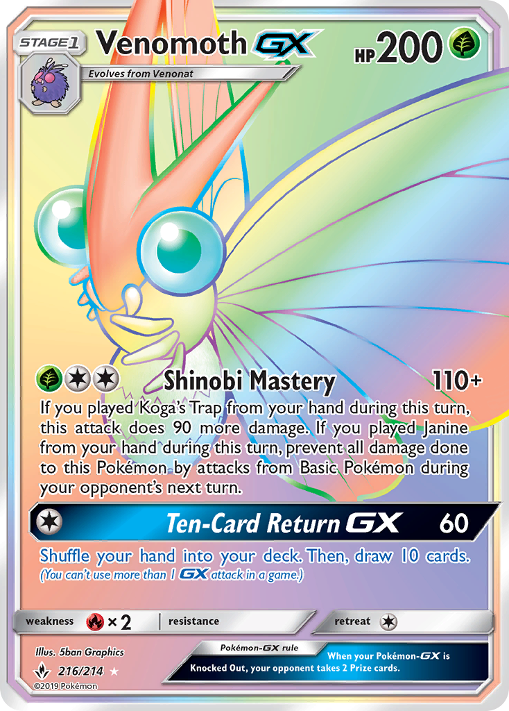 Venomoth GX (216/214) [Sun & Moon: Unbroken Bonds] | Galaxy Games LLC