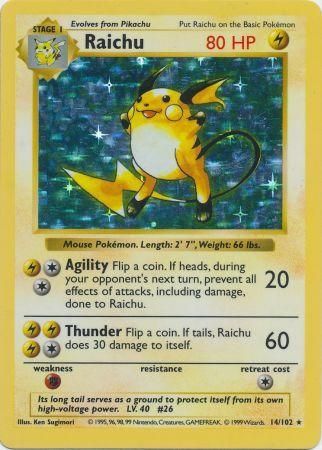 Raichu (14/102) [Base Set Shadowless Unlimited] | Galaxy Games LLC