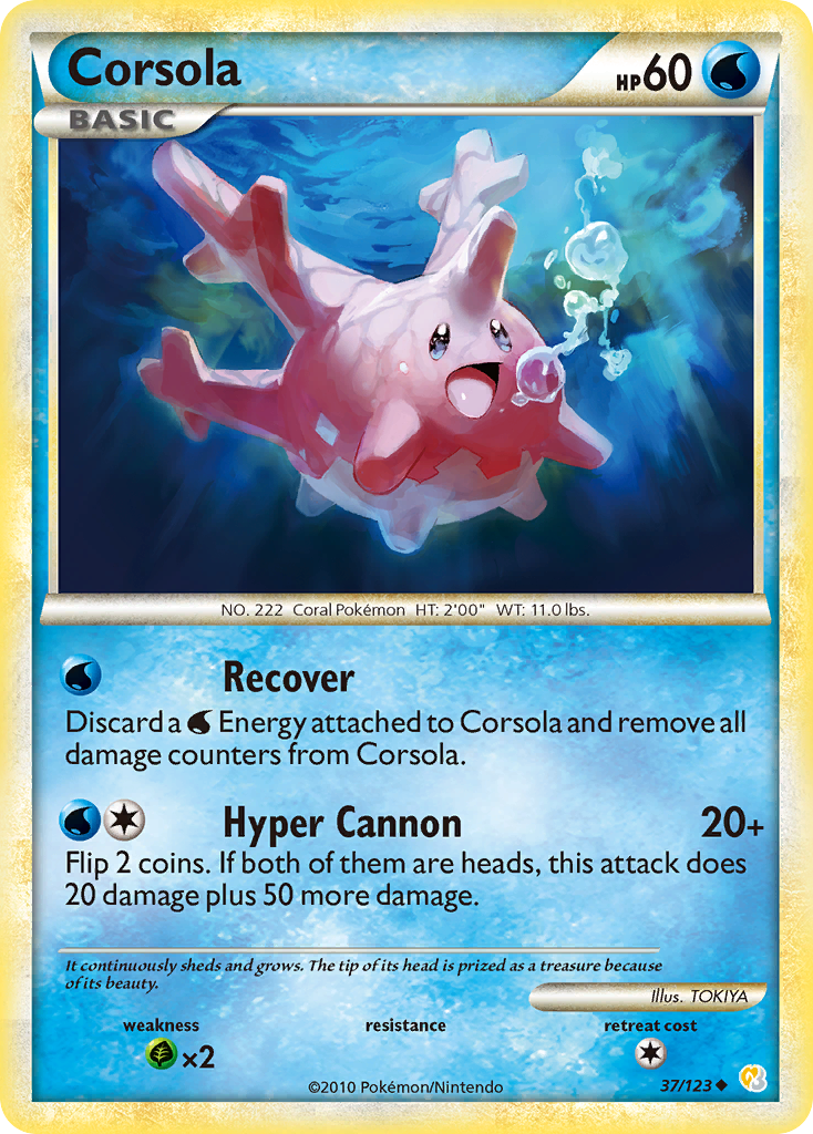 Corsola (37/123) [HeartGold & SoulSilver: Base Set] | Galaxy Games LLC