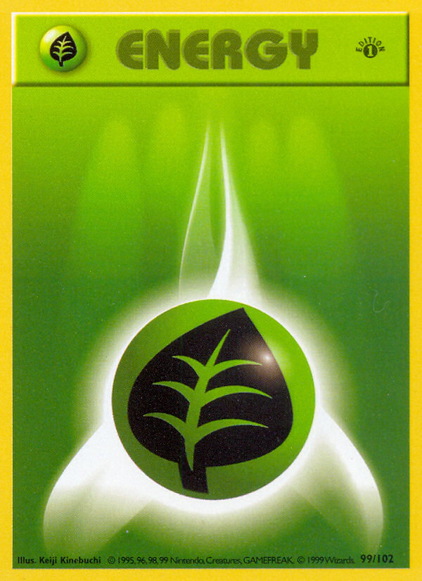 Grass Energy (99/102) (Shadowless) [Base Set 1st Edition] | Galaxy Games LLC