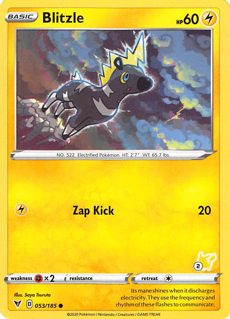 Blitzle (053/185) (Pikachu Stamp #2) [Battle Academy 2022] | Galaxy Games LLC