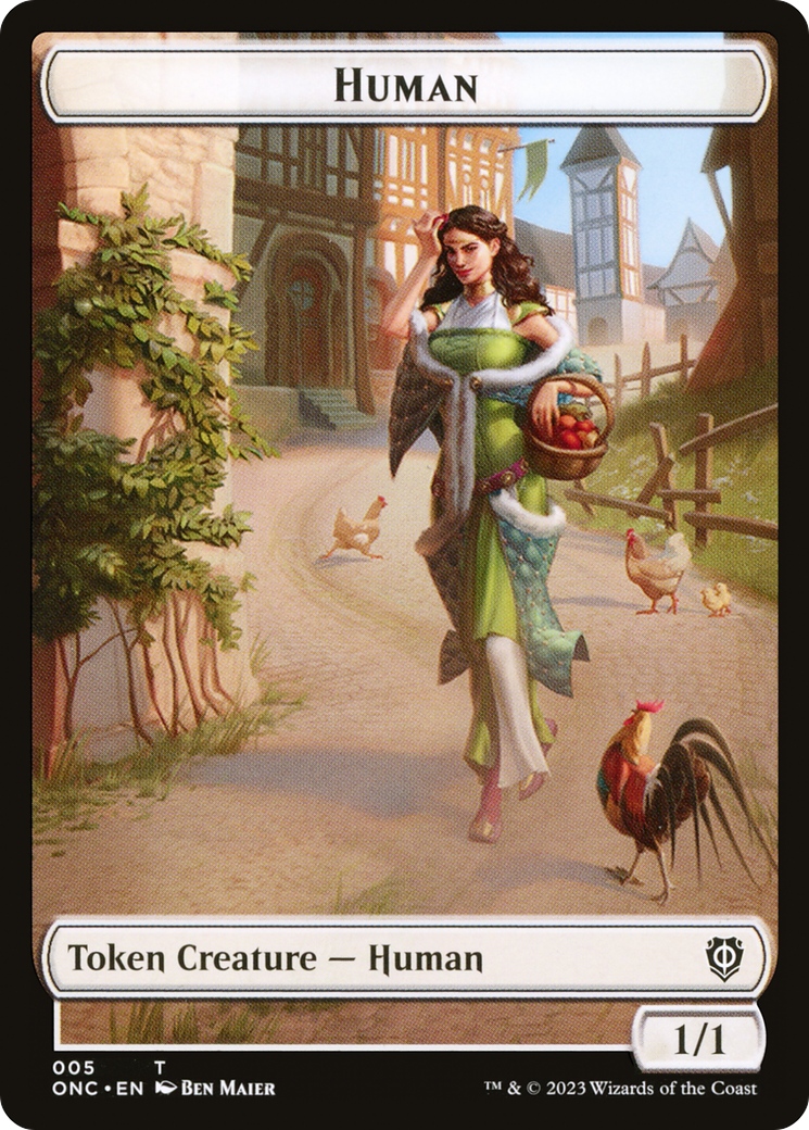 Human // Spirit Double-Sided Token [Phyrexia: All Will Be One Commander Tokens] | Galaxy Games LLC