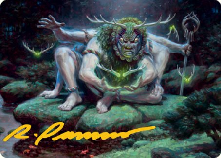 Myojin of Towering Might Art Card (Gold-Stamped Signature) [Kamigawa: Neon Dynasty Art Series] | Galaxy Games LLC