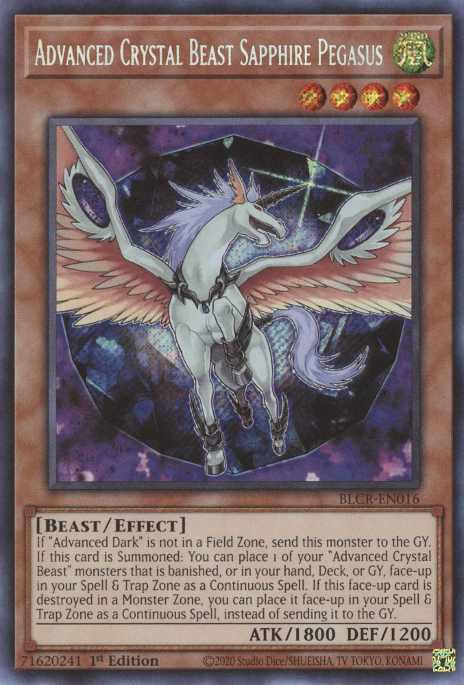 Advanced Crystal Beast Sapphire Pegasus [BLCR-EN016] Secret Rare | Galaxy Games LLC