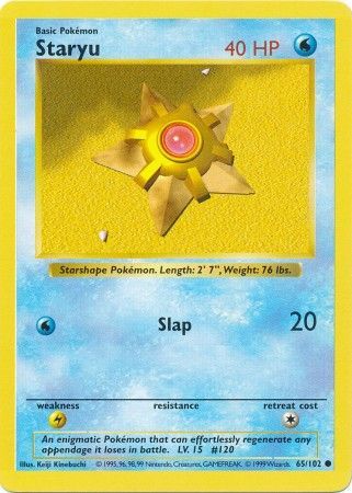 Staryu (65/102) [Base Set Shadowless Unlimited] | Galaxy Games LLC