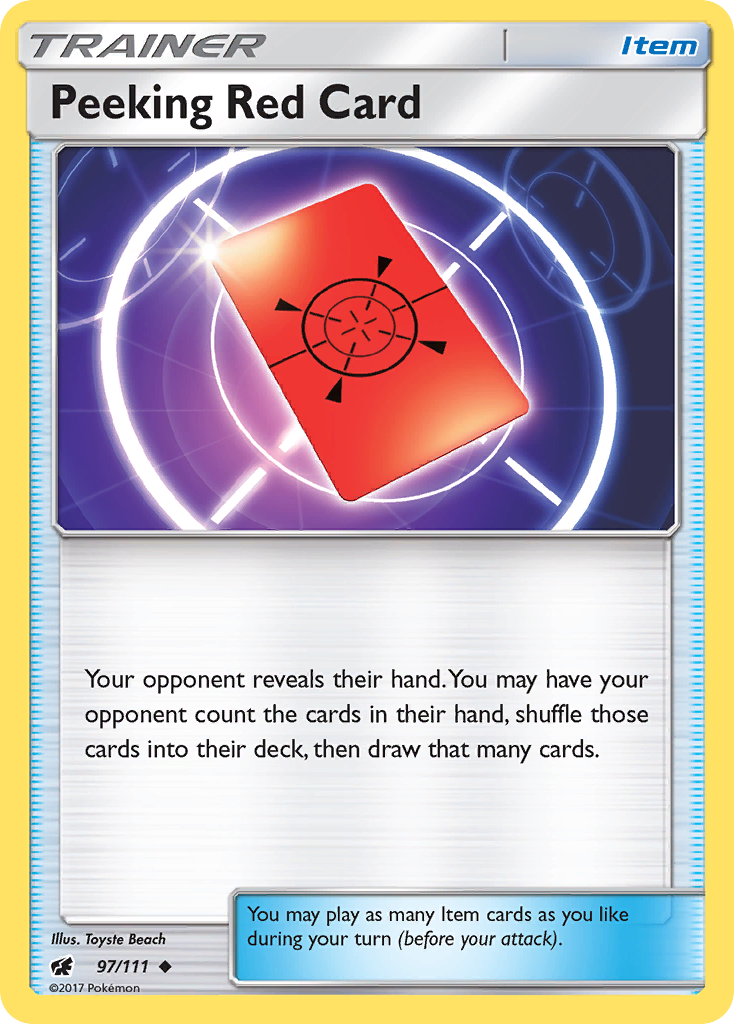 Peeking Red Card (97/111) [Sun & Moon: Crimson Invasion] | Galaxy Games LLC