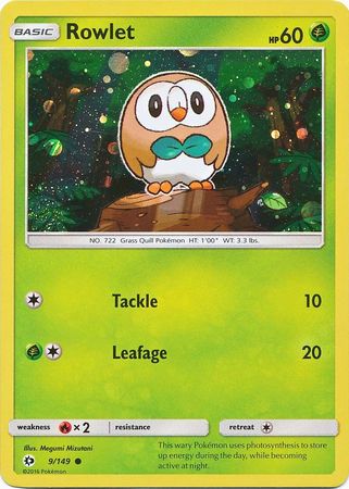 Rowlet (9/149) (Cosmos Holo) [Sun & Moon: Base Set] | Galaxy Games LLC