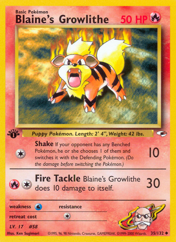 Blaine's Growlithe (35/132) [Gym Heroes 1st Edition] | Galaxy Games LLC