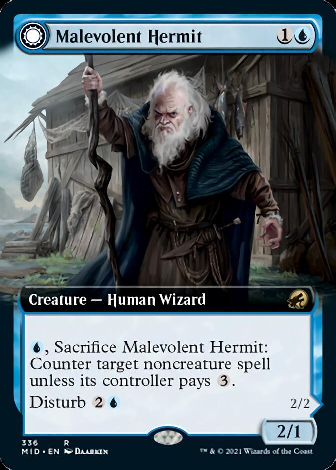 Malevolent Hermit // Benevolent Geist (Extended Art) [Innistrad: Midnight Hunt] | Galaxy Games LLC