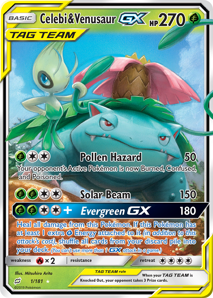 Celebi & Venusaur GX (1/181) [Sun & Moon: Team Up] | Galaxy Games LLC