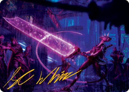 Enormous Energy Blade Art Card (Gold-Stamped Signature) [Kamigawa: Neon Dynasty Art Series] | Galaxy Games LLC