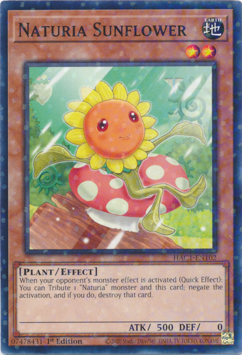 Naturia Sunflower (Duel Terminal) [HAC1-EN102] Parallel Rare | Galaxy Games LLC