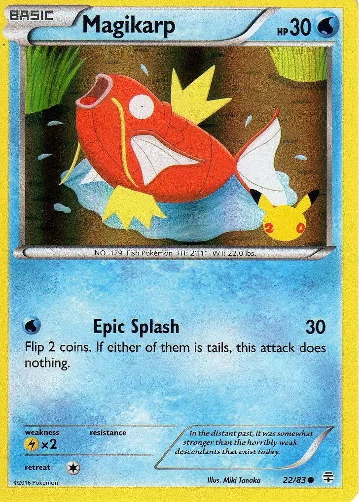 Magikarp (22/83) (20th Anniversary Stamp) [XY: Generations] | Galaxy Games LLC