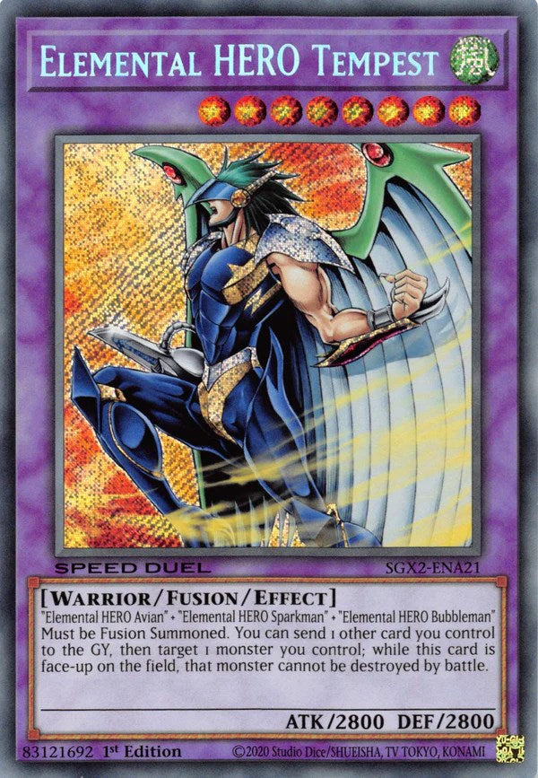 Elemental HERO Tempest [SGX2-ENA21] Secret Rare | Galaxy Games LLC