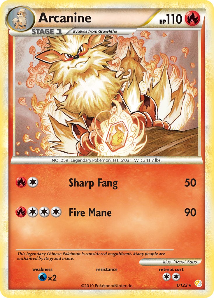 Arcanine (1/123) (Theme Deck Exclusive) [HeartGold & SoulSilver: Base Set] | Galaxy Games LLC