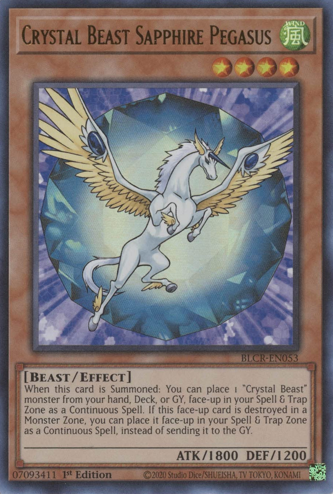 Crystal Beast Sapphire Pegasus [BLCR-EN053] Ultra Rare | Galaxy Games LLC