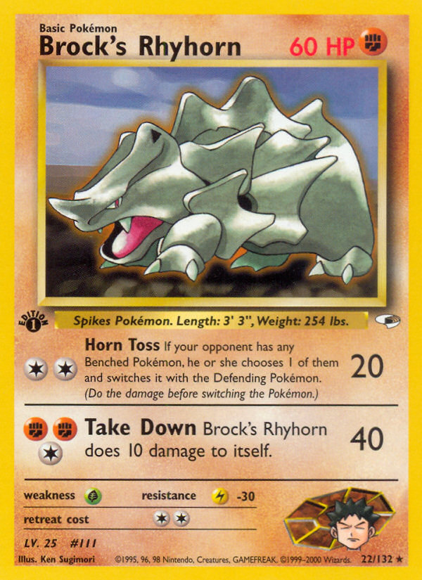 Brock's Rhyhorn (22/132) [Gym Heroes 1st Edition] | Galaxy Games LLC