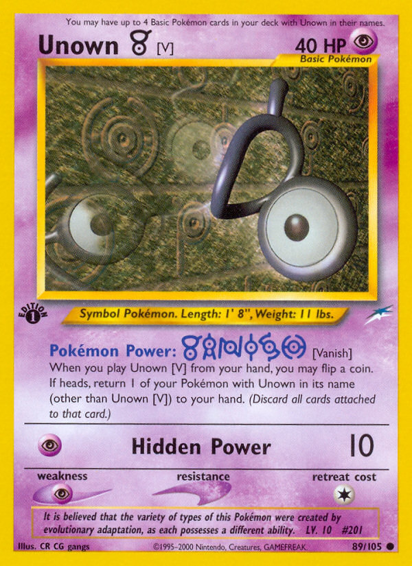 Unown [V] (89/105) [Neo Destiny 1st Edition] | Galaxy Games LLC