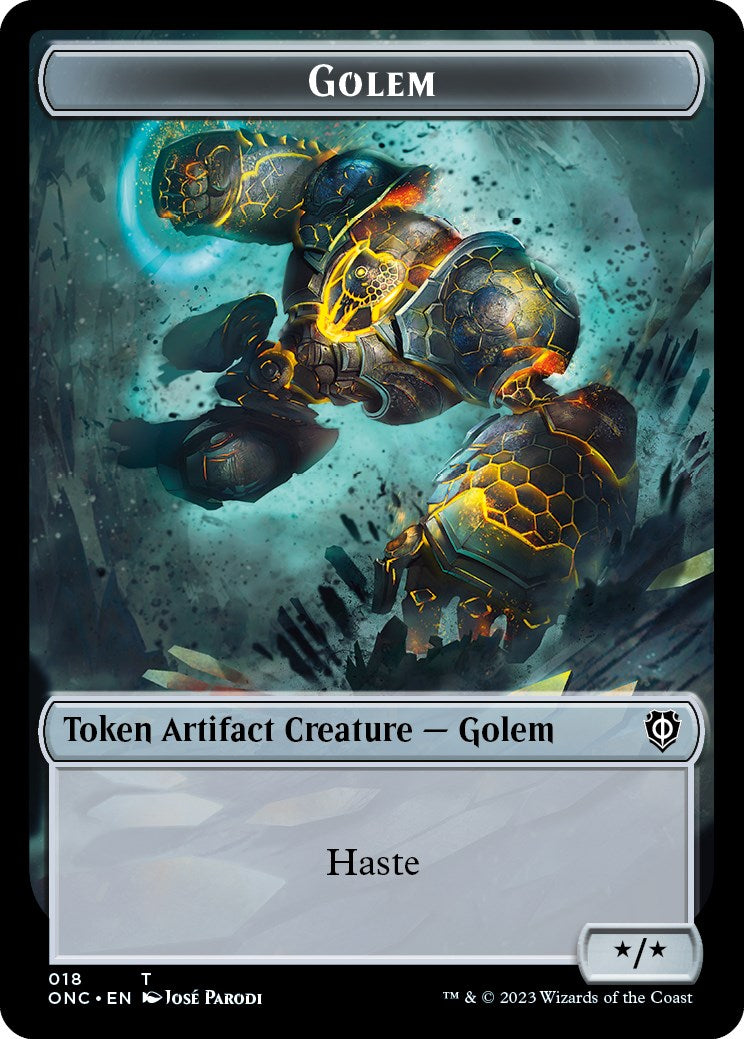 The Monarch // Golem Double-Sided Token [Phyrexia: All Will Be One Commander Tokens] | Galaxy Games LLC