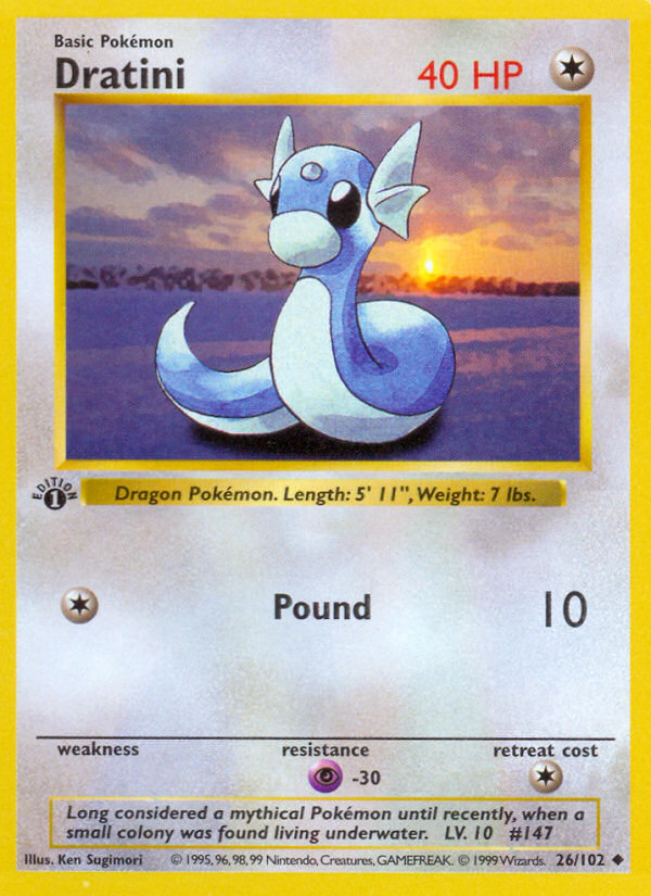 Dratini (26/102) (Shadowless) [Base Set 1st Edition] | Galaxy Games LLC