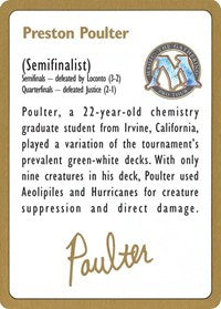 1996 Preston Poulter Biography Card [World Championship Decks] | Galaxy Games LLC