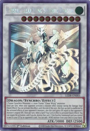 Crystal Clear Wing Synchro Dragon [LED8-EN005] Ghost Rare | Galaxy Games LLC