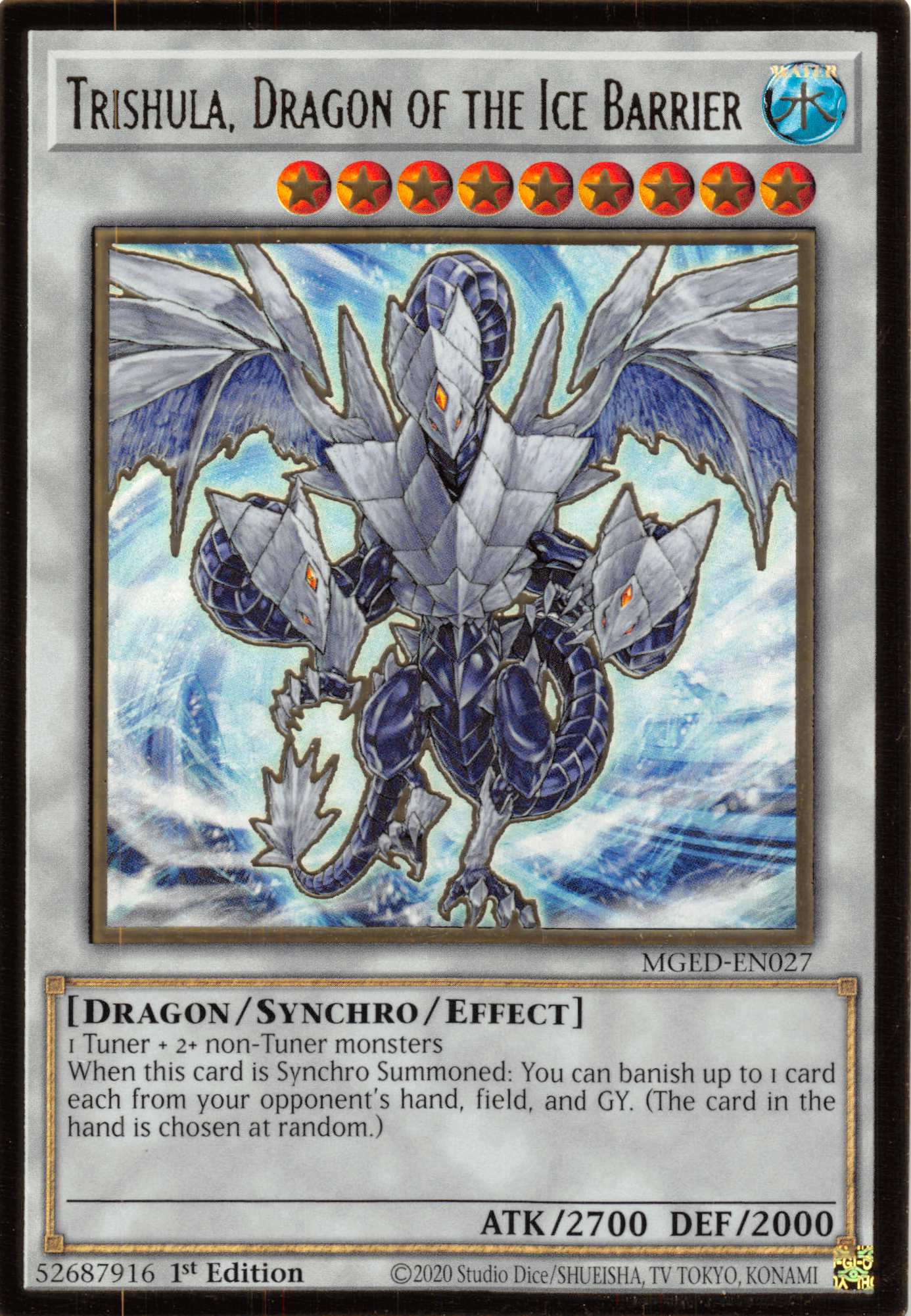 Trishula, Dragon of the Ice Barrier [MGED-EN027] Gold Rare | Galaxy Games LLC