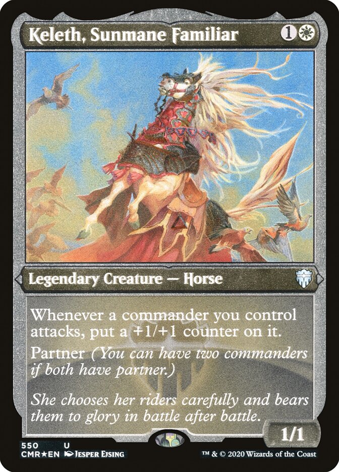 Keleth, Sunmane Familiar (Etched) [Commander Legends] | Galaxy Games LLC