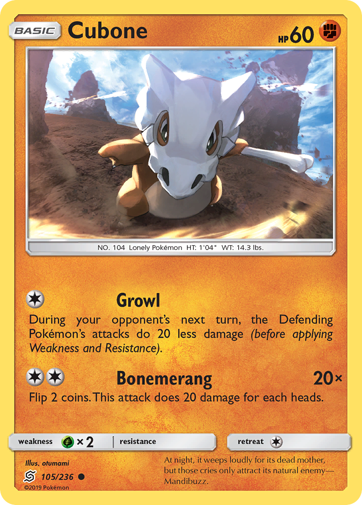 Cubone (105/236) [Sun & Moon: Unified Minds] | Galaxy Games LLC