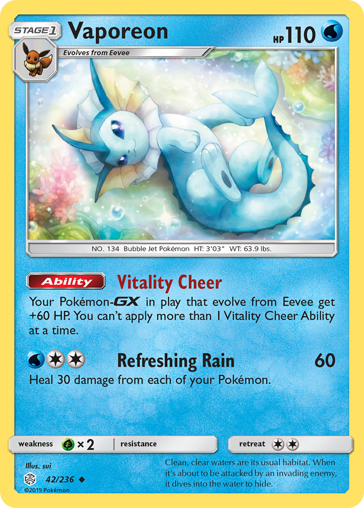 Vaporeon (42/236) [Sun & Moon: Cosmic Eclipse] | Galaxy Games LLC