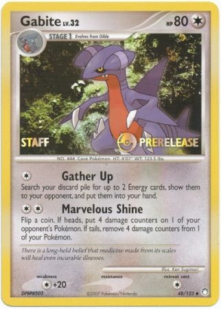 Gabite (48/123) (Staff Prerelease Promo) [Diamond & Pearl: Black Star Promos] | Galaxy Games LLC