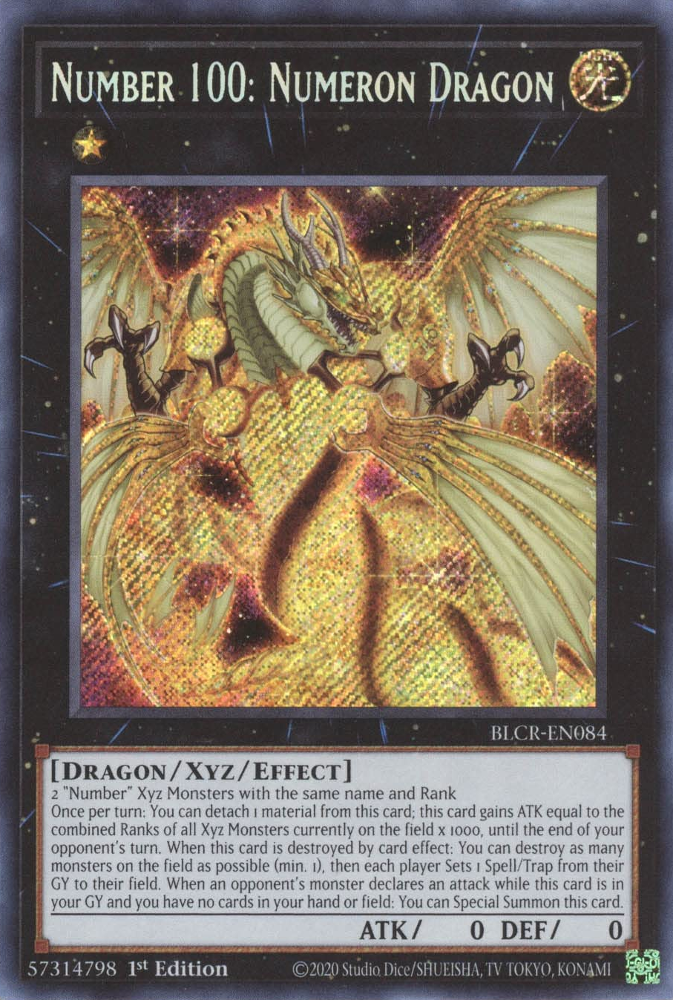 Number 100: Numeron Dragon [BLCR-EN084] Secret Rare | Galaxy Games LLC