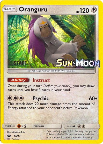 Oranguru (SM13) (Staff Prerelease Promo) [Sun & Moon: Black Star Promos] | Galaxy Games LLC