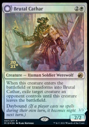 Brutal Cathar // Moonrage Brute [Innistrad: Midnight Hunt Prerelease Promos] | Galaxy Games LLC