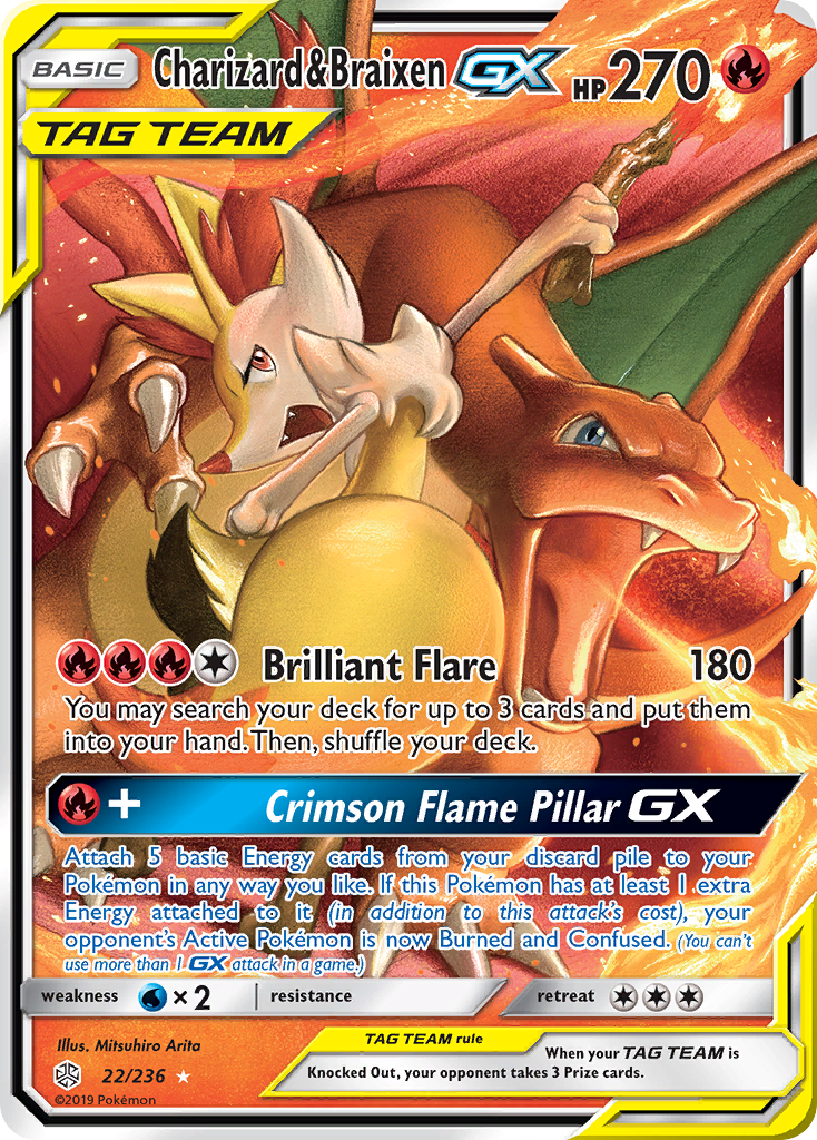 Charizard & Braixen GX (22/236) [Sun & Moon: Cosmic Eclipse] | Galaxy Games LLC