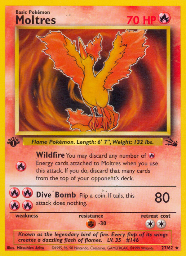 Moltres (27/62) [Fossil 1st Edition] | Galaxy Games LLC