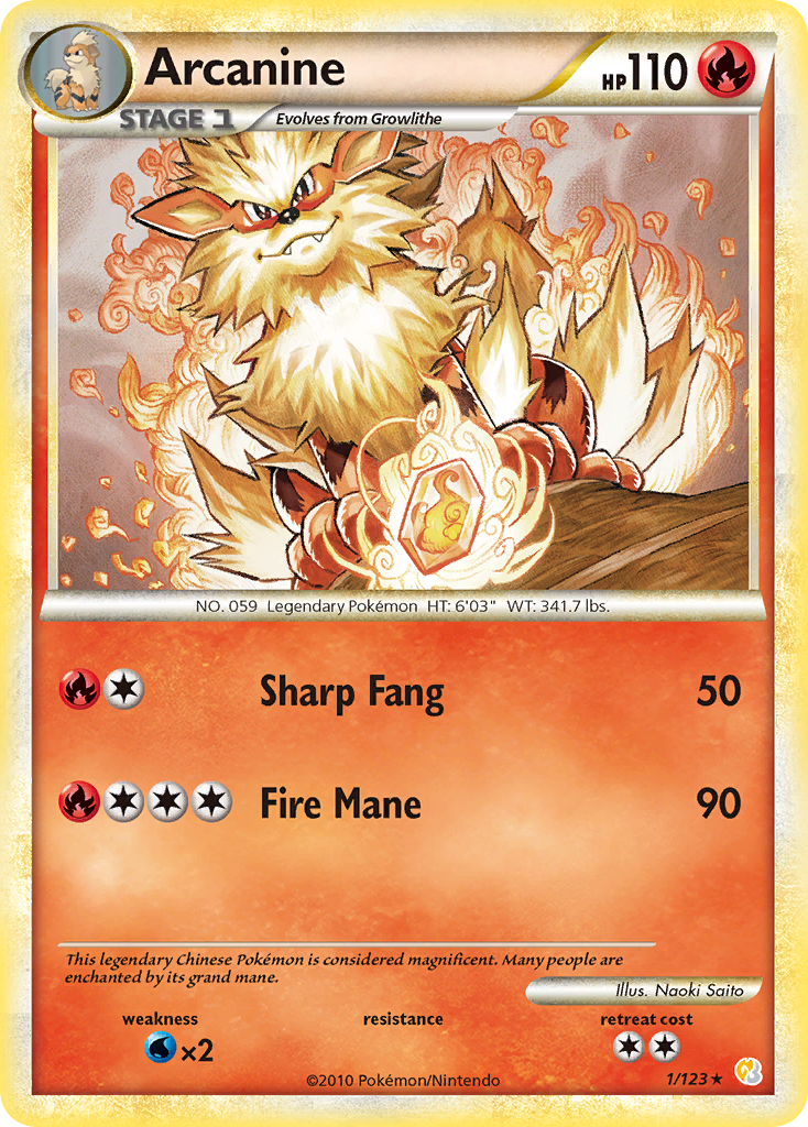 Arcanine (1/123) [HeartGold & SoulSilver: Base Set] | Galaxy Games LLC