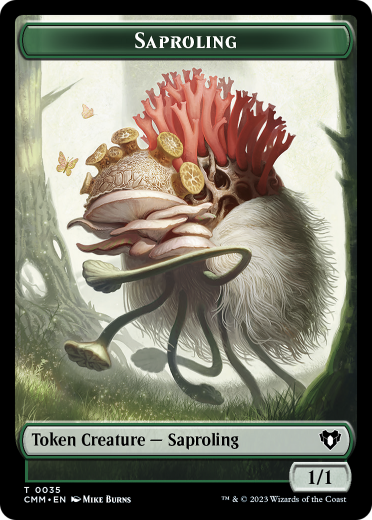 Saproling // Dragon (0021) Double-Sided Token [Commander Masters Tokens] | Galaxy Games LLC