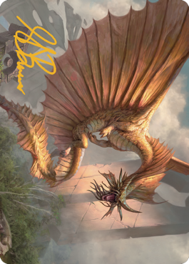 Ancient Gold Dragon Art Card (28) (Gold-Stamped Signature) [Commander Legends: Battle for Baldur's Gate Art Series] | Galaxy Games LLC