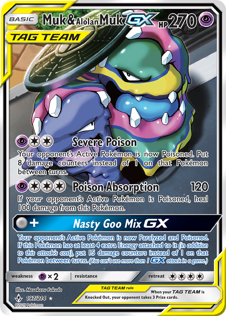 Muk & Alolan Muk GX (197/214) [Sun & Moon: Unbroken Bonds] | Galaxy Games LLC