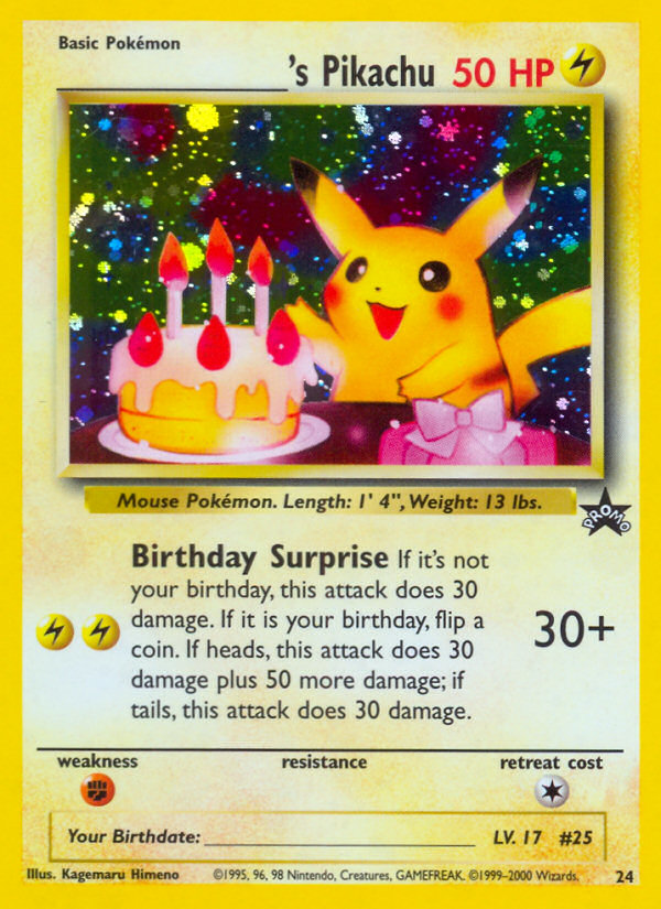 _____'s Pikachu (24) (Birthday Pikachu) [Wizards of the Coast: Black Star Promos] | Galaxy Games LLC
